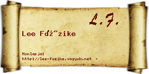 Lee Füzike névjegykártya